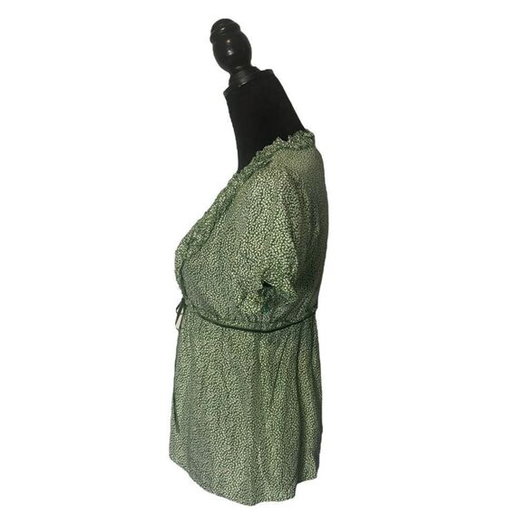 J. Crew Green Ruffle Baby Doll 100% Silk Y2K Top Size 4 - Picture 8 of 15